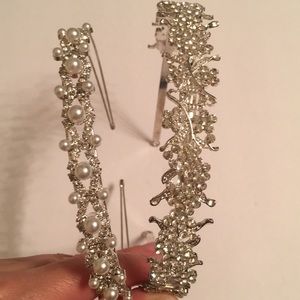 Bridal silvery and rhinestone headband bundle